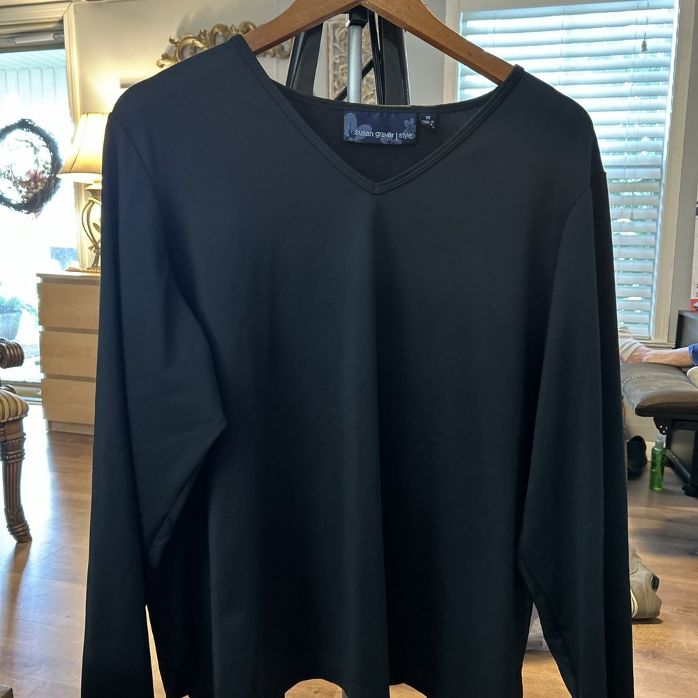 susan graver style top Black‎ 2XL